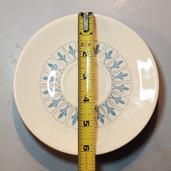 Vtg MCM Homer Laughlin Blue Fleur De Lis Saucers - Picture 7 of 7
